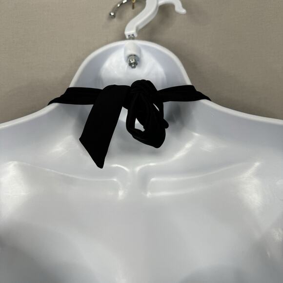 Shapermint Womens Swimwear XL Black Full Coverage Tie Halter Bikini Top UPF 50+ - Picture 9 of 11